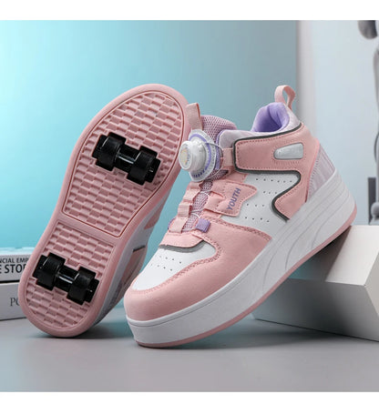 Students Children's Shoes Four Wheel Light Shoes Boys Invisible Roller Shoes Large Size Outdoor Sports Walking Shoes Women