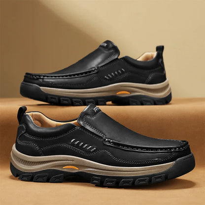 Men's Hand-Stitched Fashion Loafers, Solid Color Low-Top Casual Shoes, Simple Trendy Slip-On Sneakers, Men's Shoes for All Seasons, Daily Office Business Shoes, Large Size Men's Shoes