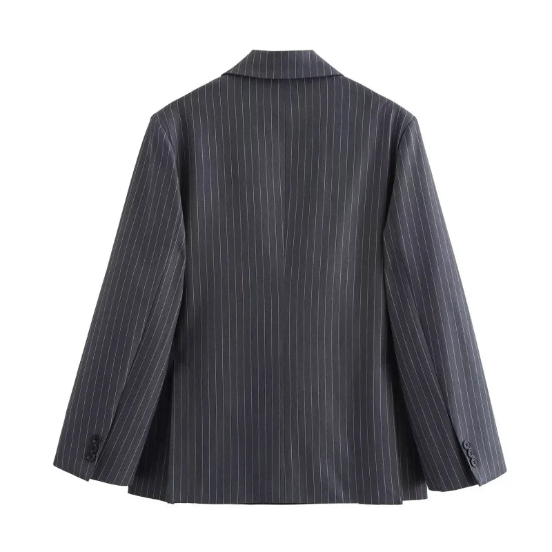 Fall/Winter 2025 New  Women's Street Fashion oversized pinstripe shoulder-padded loose suit jacket for women