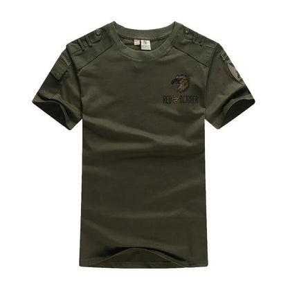 Summer Style Men's T-Shirts Military Style Short Sleeve Tees Streetwear Embroidery Pure Cotton Casual T Shirt Men Cloting