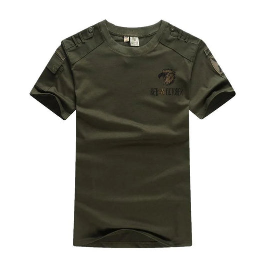Summer Style Men's T-Shirts Military Style Short Sleeve Tees Streetwear Embroidery Pure Cotton Casual T Shirt Men Cloting