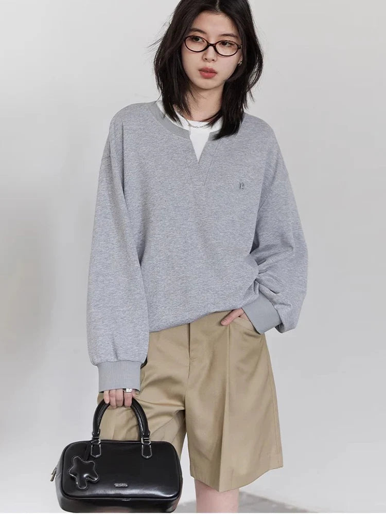 Korean Women Sweatshirts Loose Casual New Contrast Splicing Hoodie Female Top Woman T Shirt Pullover Spring Autumn 2025