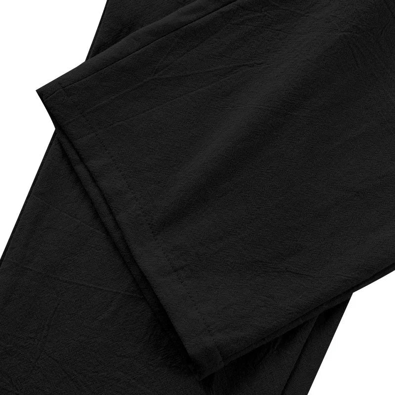 Amazon European and American Men's Linen Solid Color Casual Suit Pants New Fashion Beach Wide-Leg Trousers