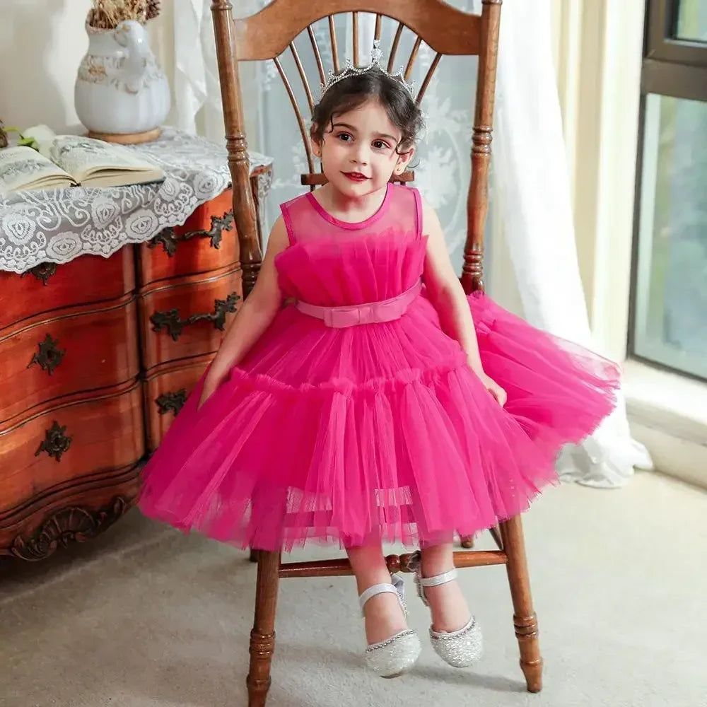 Baby Yellow Dress For Girls Kids Wedding Bridesmaid Dresses Toddler Tulle Birthday Princess Party Dress Infant Outfits Vestidos