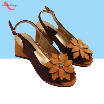 2024 New Arrivals Fashion Italian Design African Shoes and Bag to Match Comfortable Square Heels for Party in Fuchsia Color