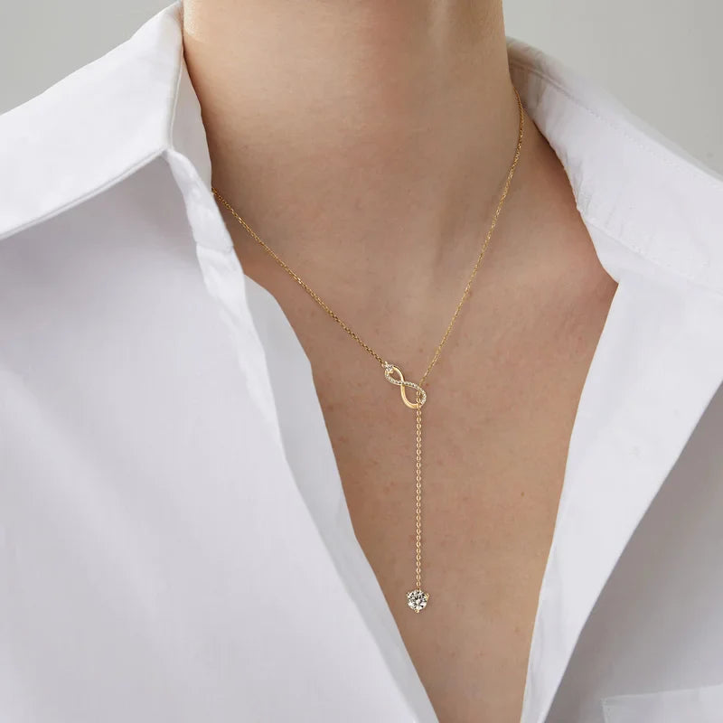 Certified Moissanite Heart Infinite Pendant Necklace Chain for Women S925 Sterling Silver Necklaces Fine Jewelry Gifts