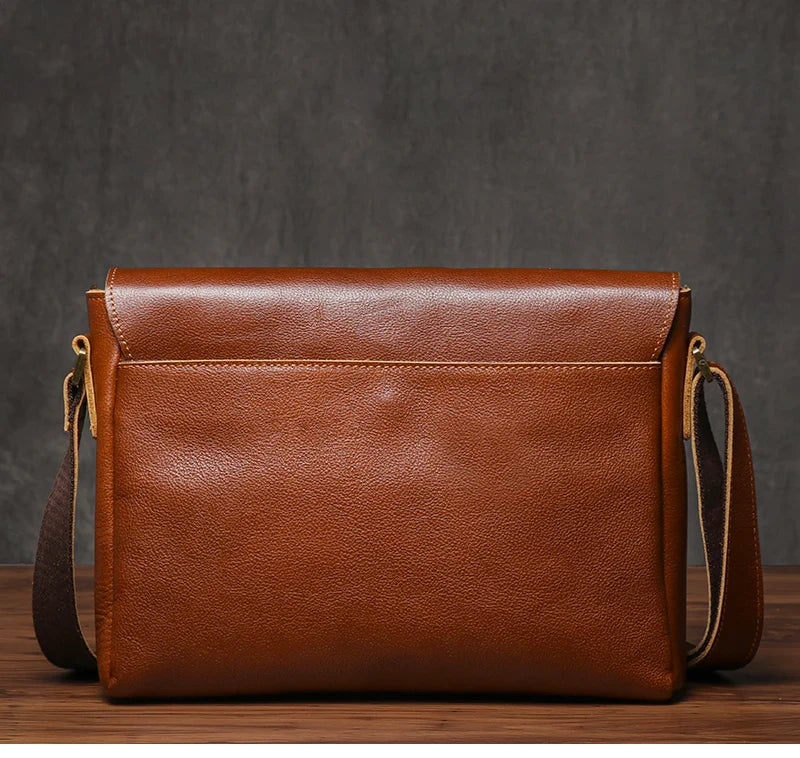 Men's High Quality Genuine Leather Shoulder Bag Vintage Flap Crazy Horse Cowhide Messenger Bag Daily Casual Crossbody Bags