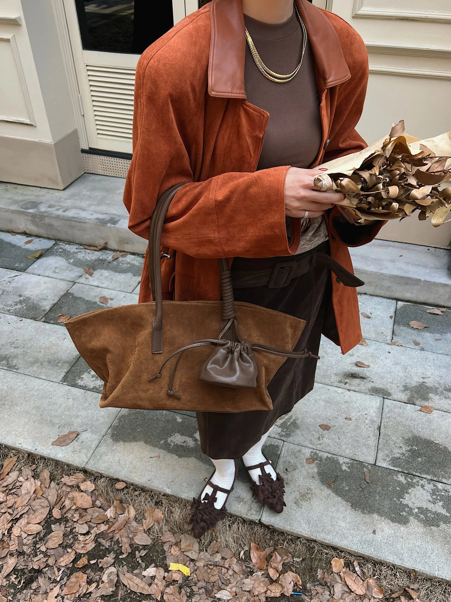 Vintage Large Capacity Suede Tote Bag Designer Trapeze Shoulder Bags for Women Luxury Genuine Leather Handbag and Purse 2026