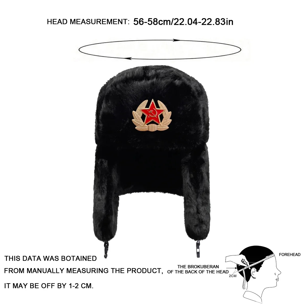 Unisex Five-pointed Star Label Lei Feng Hat Winter Earflap Hat Keep Warm Ski Hat Bomber Hat for Outdoor Riding Snow Activities