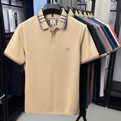 Designer brand men's short sleeve polo shirt new embroidery silky cotton breathable summer Korean fashion casual Paul T-shirt