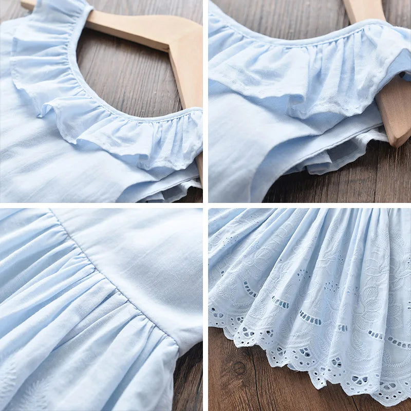Bear Leader Girls Elegant Dresses 2025 New Summer Kids Party Costumes Girl Floral Princess Outfits Children Vestidos Clothing