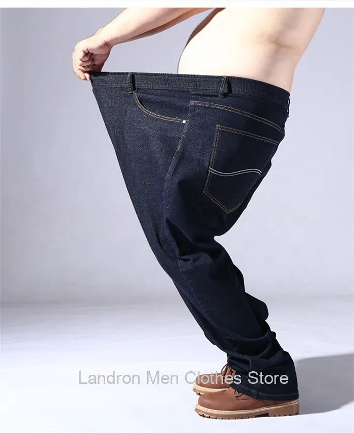 200KG Extra Large Jeans Men Blue 8XL 7XL 6XL 5XL Plus Size Denim Big Straight Elastic Trousers Black Stretched High Waist Pants