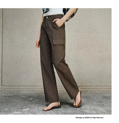 Women Pants Urban Workwear Cargo Wide Leg Loose Straight Casual Style Slim Street Daily Trousers 2026 Autumn