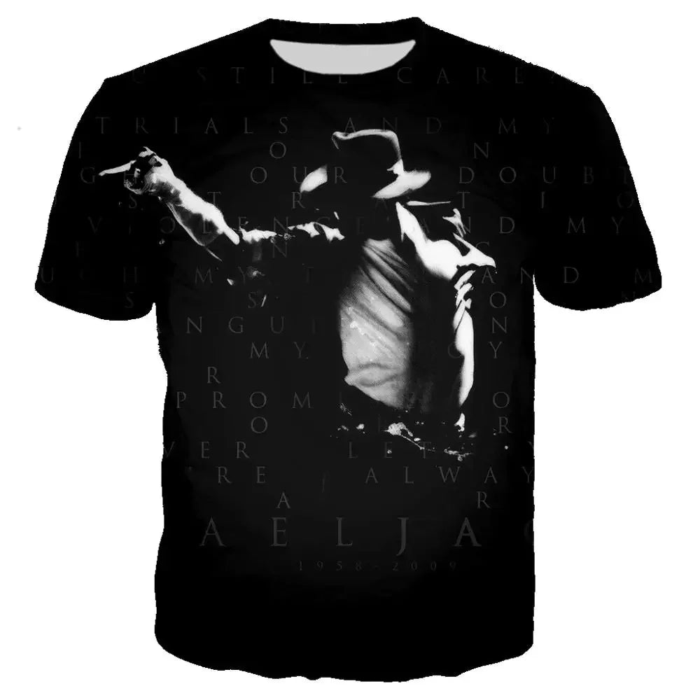 Michael Jackson Printed 3D T-shirt Unisex Summer Casual Streetwear Hip Hop Short Sleeve Fashion Harajuku Oversized Tops