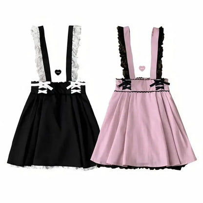 Japanese Gothic Y2k Lolita Skirt Women Elegant Sweet Lace Ruffles Ribbon Bandage Mini Skirts Girls Sexy Cute Punk Party Skirt
