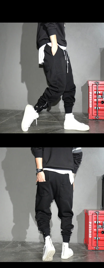 Spring Autumn Korean Fashion Streetwear Hip Hop Sweatpants Kpop Couple Jogging Pants Harajuku Black Sports Harem Joggers Men