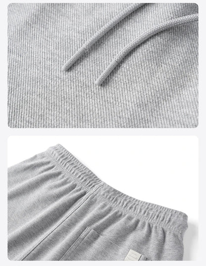 2026 Summer New 340g Twill Knit Men Shorts Casual Loose Fit Sweatpants Shorts Solid Color Breathable Jogger Shorts