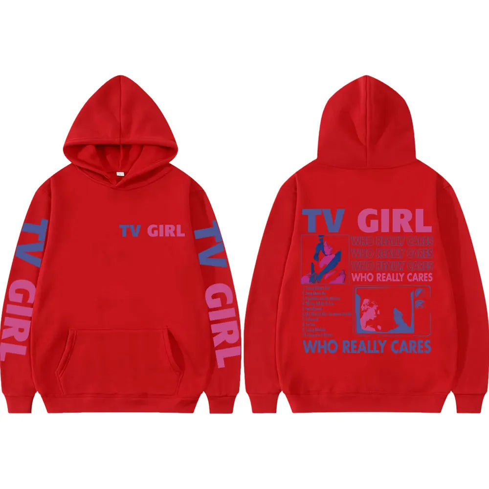 Pop Band TV Girl Who Really Cares Album Print  Hoodies Rock Hip Hop Hooded Sweatshirts Men Women Clothing Y2k Fashion Pullovers
