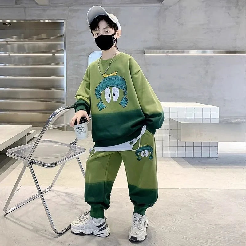 Sportswear Set Cartoon Print Sweatshirt Clothes for Boys Children's Clothing Boy Top Bottom Men's Sets Child Winter Kids Autumn