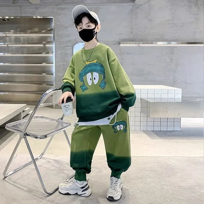Sportswear Set Cartoon Print Sweatshirt Clothes for Boys Children's Clothing Boy Top Bottom Men's Sets Child Winter Kids Autumn