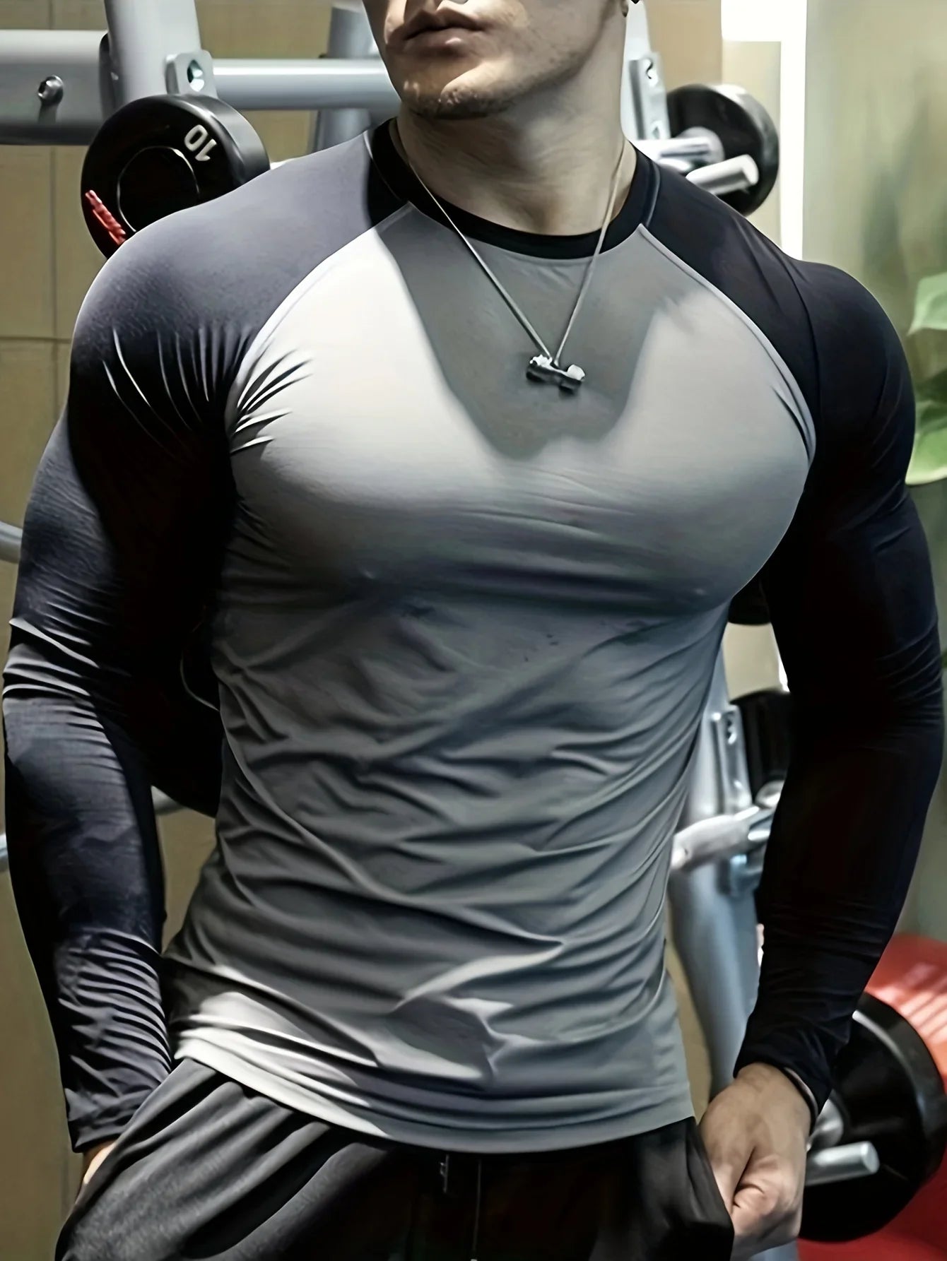 Men's quick drying soccer and basketball tight fitting top, high elasticity cycling compression training suit
