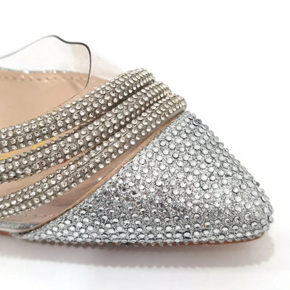 Italian Pointed Toe Wedding Shoes Gold Color Summer Sandal for Women 2023 High Heels Rhinestone Shoe and Bag Set