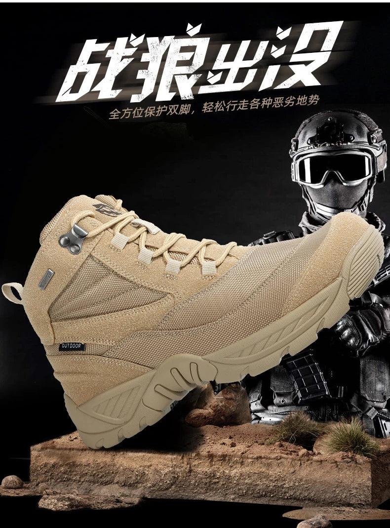 Men Tactical Boots Waterproof Army Plus Work Climbing Shoes Size Boot Anti-Slip Casual Outdoor Military Brand Ankle Hiking Shoes