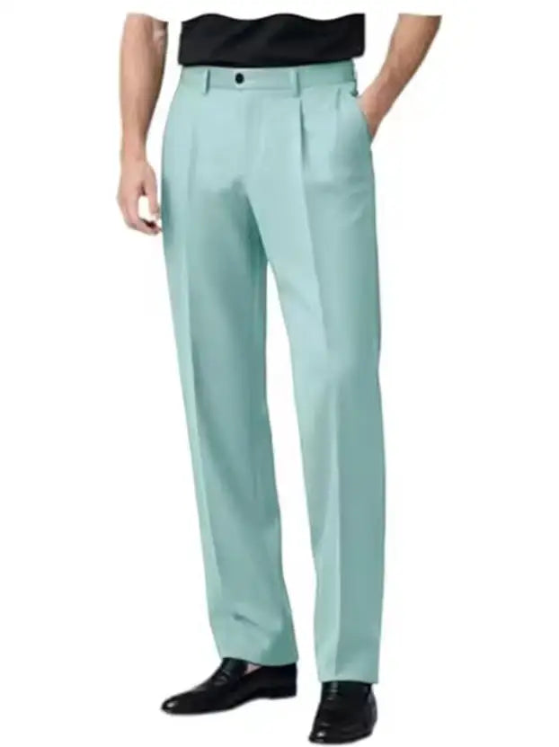Men's Dress Pants Premium Chinos Business Pleated Wide-Leg Versatile Formal Casual Trousers Daily Office Banquet Wedding Summer