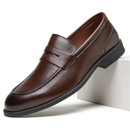 Fashion New Arrival One-Strap Over-the-Waterloo Loafers Business Formal Classic Breathable Men's Leather Shoes Round-Toe Versati