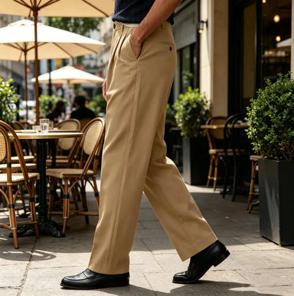 Men's Wide Leg Pants  Loose Fit Straight Leg Suit Trousers High Waist Pleated Business Office Formal Casual Men's Dress Pants