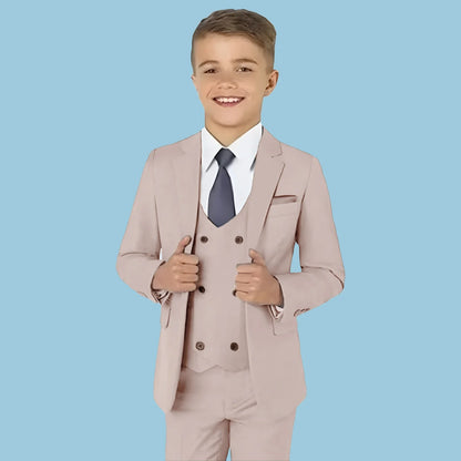 Classic Solid Paisley Suits for Boys 3-Piece Smart Stylish Boy's Tuxedo Formal Outfit For Kids Blazer Vest And Pants For Party