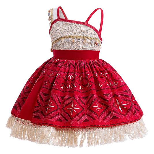 New Moana 2 Dress for Girl Vaiana Cosplay Clothes Kids Single Shoulder Princess Costume Children Halloween Carnival Party Outfit