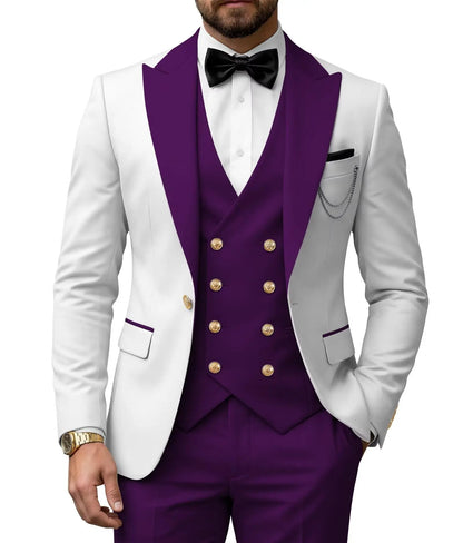 Men's 3 Piece Tuxedo Slim Fit for Men Tuxedo Suit Double Breasted  for Wedding Groom Business Tuxedos