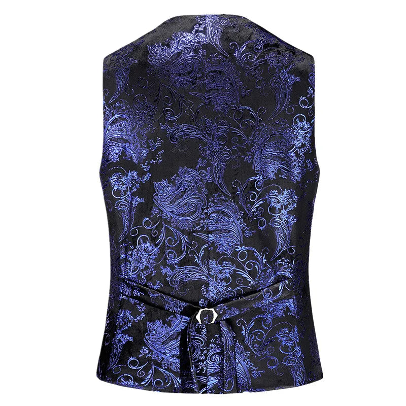 2026 Men's Red Sleeveless Suit Vest, Korean Slim Hot Stamping Printed Vests, Silver Blue Beige Waistcoat, Asian Size M-6XL