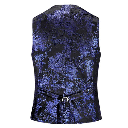 2026 Men's Red Sleeveless Suit Vest, Korean Slim Hot Stamping Printed Vests, Silver Blue Beige Waistcoat, Asian Size M-6XL
