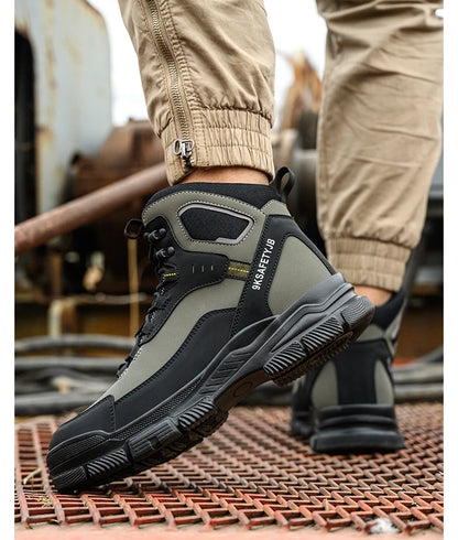 Man Safety Shoes Puncture-Proof Work Sneaker Waterproof Work Shoes Steel Toe Shoes Safety Boots Indestructible Shoes Lightweight