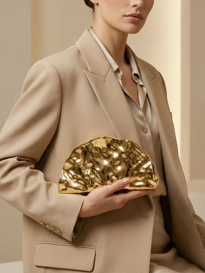 Stylish and sparkly womens evening bag acrylic scallop-shaped clutch wedding party designer chain shoulder bag/crossbody bag