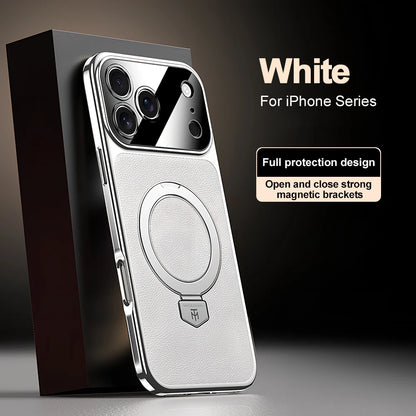 Magnetic Bracket Leather Phone Case For iPhone 17 Pro Max Air 16 15 14  17promax 16promax Magsafe Shockproof Funda Cover