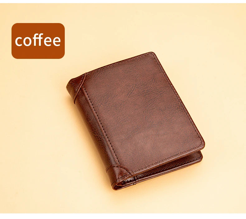 Men's British Casual Style Short Wallet Credit Card Holder PU Leather Bifold Men's Wallet