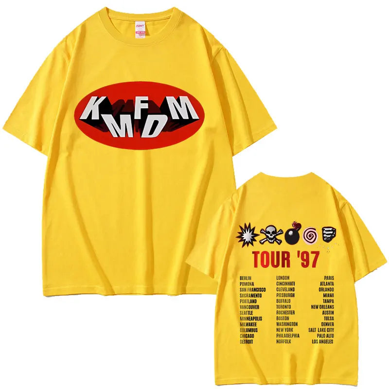 Rock Band Kmfdm Tour 97 Graphic Print T-shirt Summer Men Women Vintage Gothic Punk  Streetwear Male Casual Pure Cotton T Shirts
