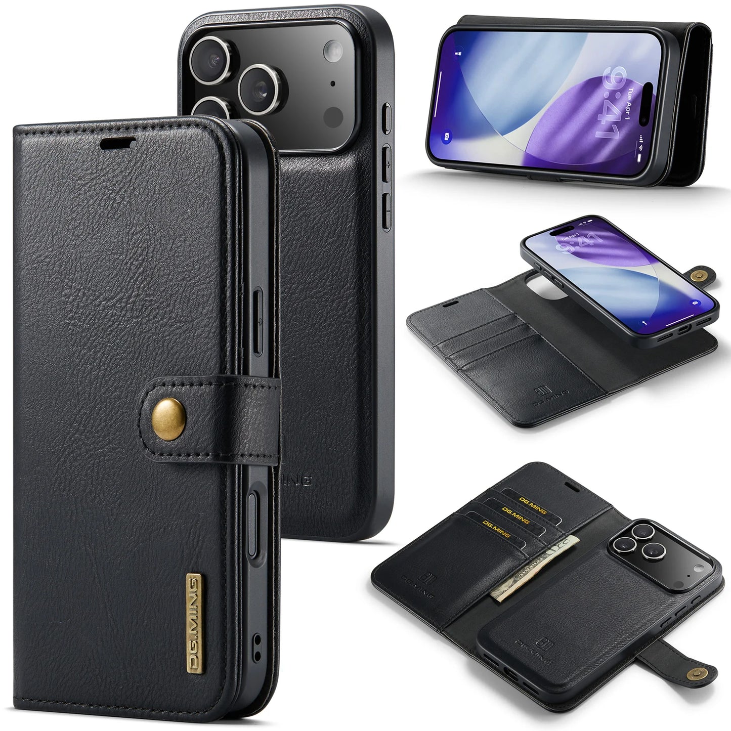 Luxury 2 in 1 Detachable Leather Case for iPhone 17 Pro Max 17 Pro 17 Air 17 Shockproof Book Bolio Magnetic Flip Cover