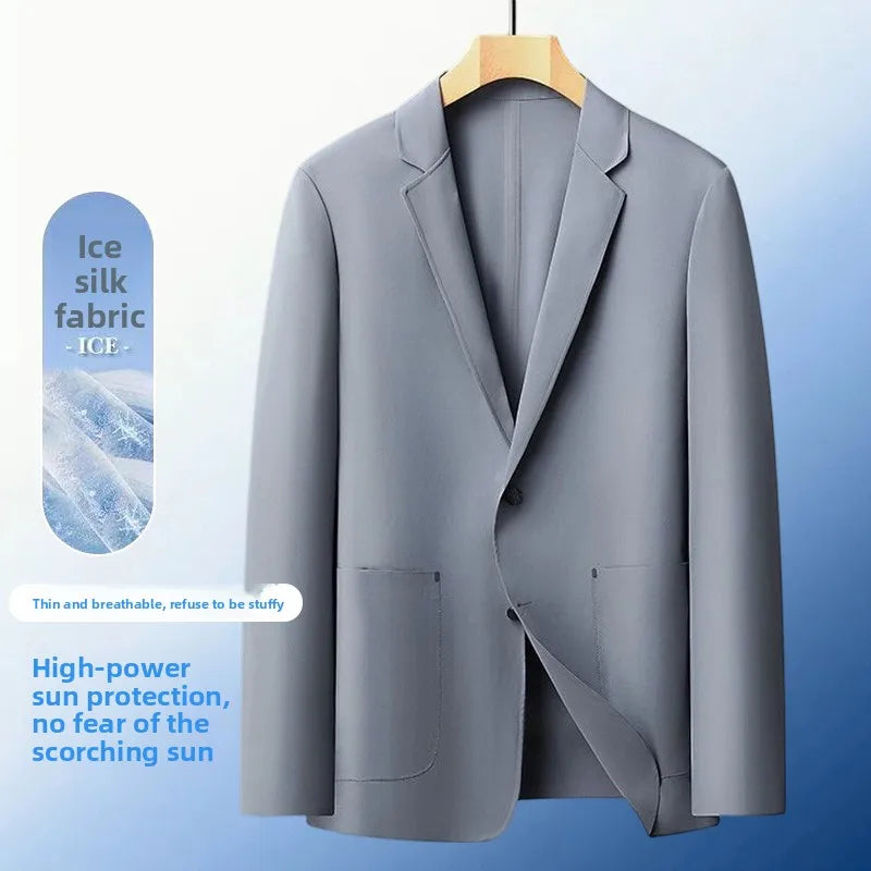 Sunscreen Jacket Blazer - Men's Fashionable Lightweight Business Casual Versatile Casual Cool and Light Thin Elastic Blazer