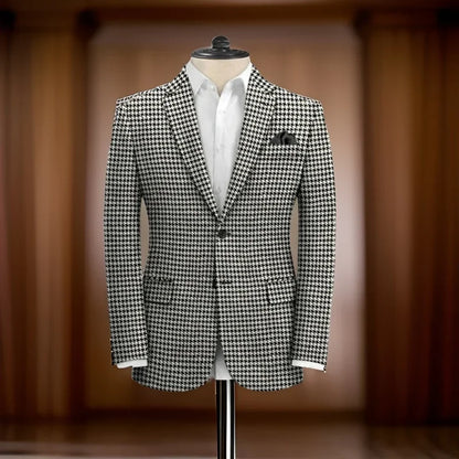 Plaid Business Suit Jacket for Men 1 Piece Notch Lapel Houndstooth Male Blazer 2024 Slim Fit American Style Wedding Suit