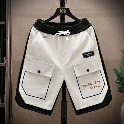 Summer Running Shorts Men Casual Jogging Sport Short Pants patchwork Drawstring Loose Dry Gym Sports Shorts