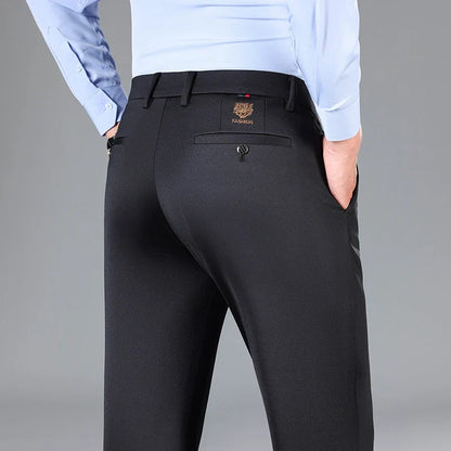 High Quality Summer Thin Embroidery Suit Pants Men Straight Classic Business Work Long Formal Trousers Male Plus Size 29-40 42