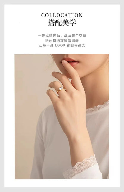 S925 Silver 7 * 11mm Elliptical White Zircon Ring Set with Classic Fashion Women's Jewelry