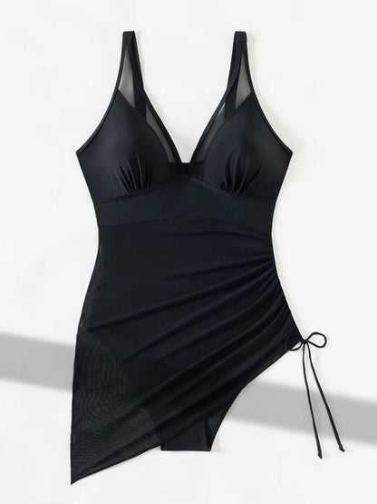 2025 Solid Mesh Patchwork Swimwear Women Sexy Push Up One Piece Swimsuit Monokini Lady Brazilian Beach Bathing Suit