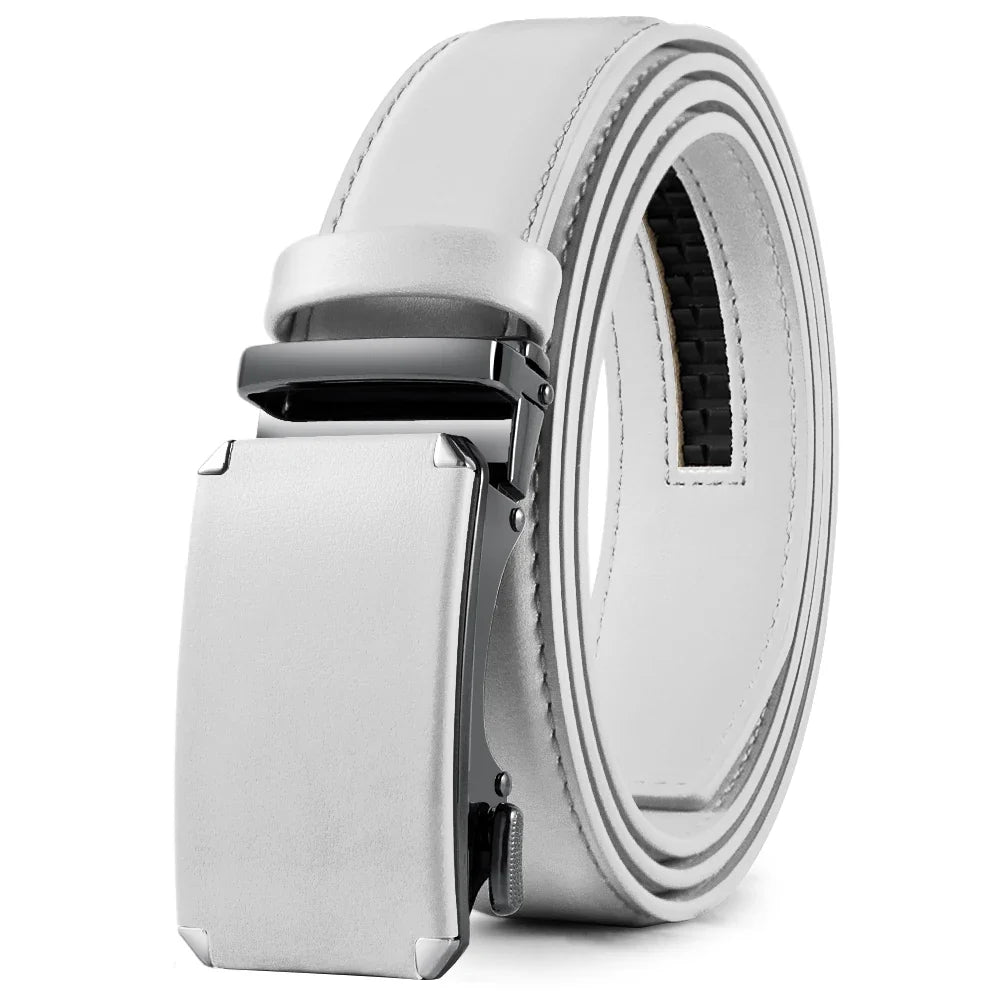 Mens Leather Belt  Automatic Genuine Leather Belts Leisure Fashion Ratchet Belts for Men Pants Waistband Ремень