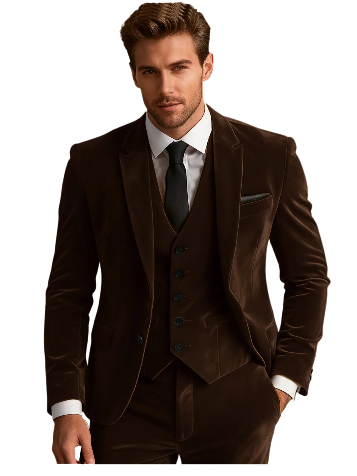Elegant Wedding Men's Suit Business Tuxedos Formal 3 Piece Set Jacket Vest Pants Single Breasted Men Sport Coats Blazers