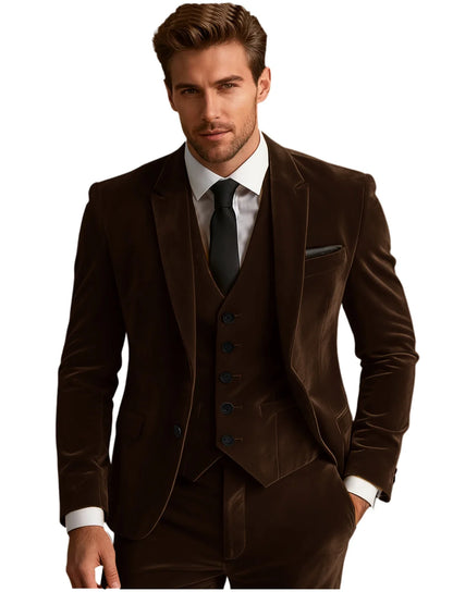 Elegant Wedding Men's Suit Business Tuxedos Formal 3 Piece Set Jacket Vest Pants Single Breasted Men Sport Coats Blazers